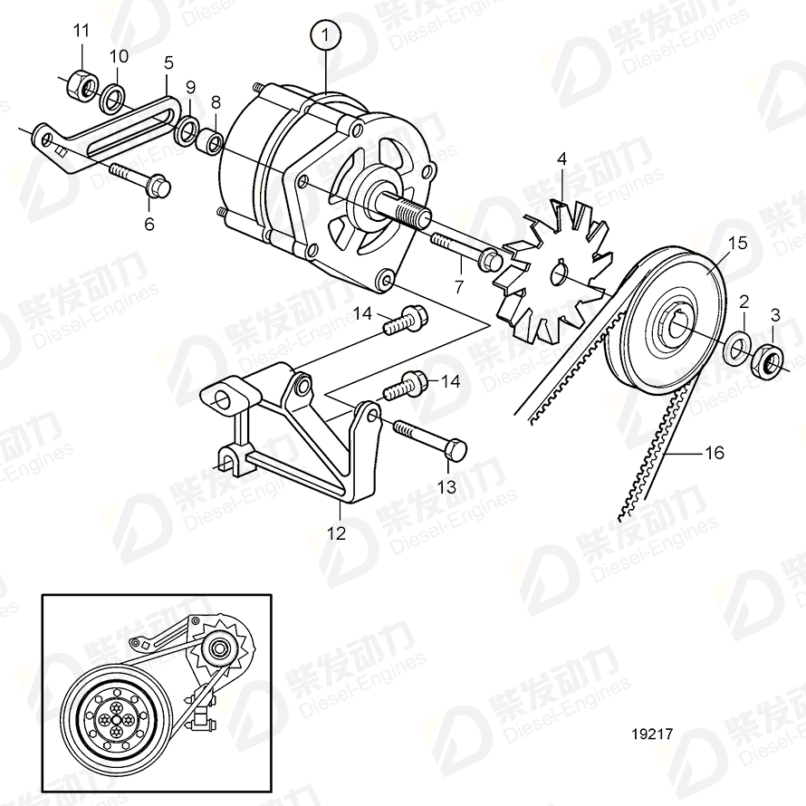 VOLVO Alternator, exch 3803882 Drawing